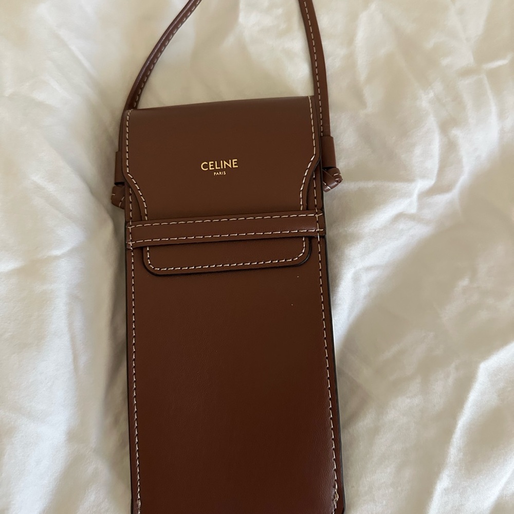 Celine Tan Leather Phone Holder